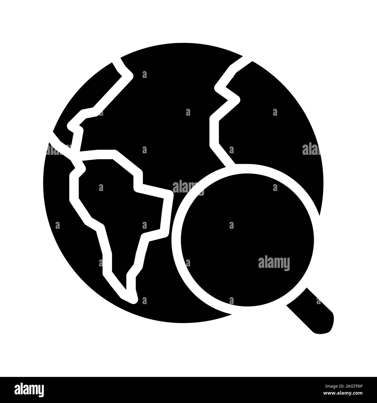 Global search black glyph icon Stock Vector
