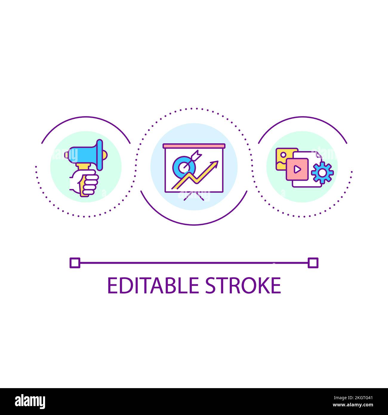Target advertising optimization loop concept icon Stock Vector
