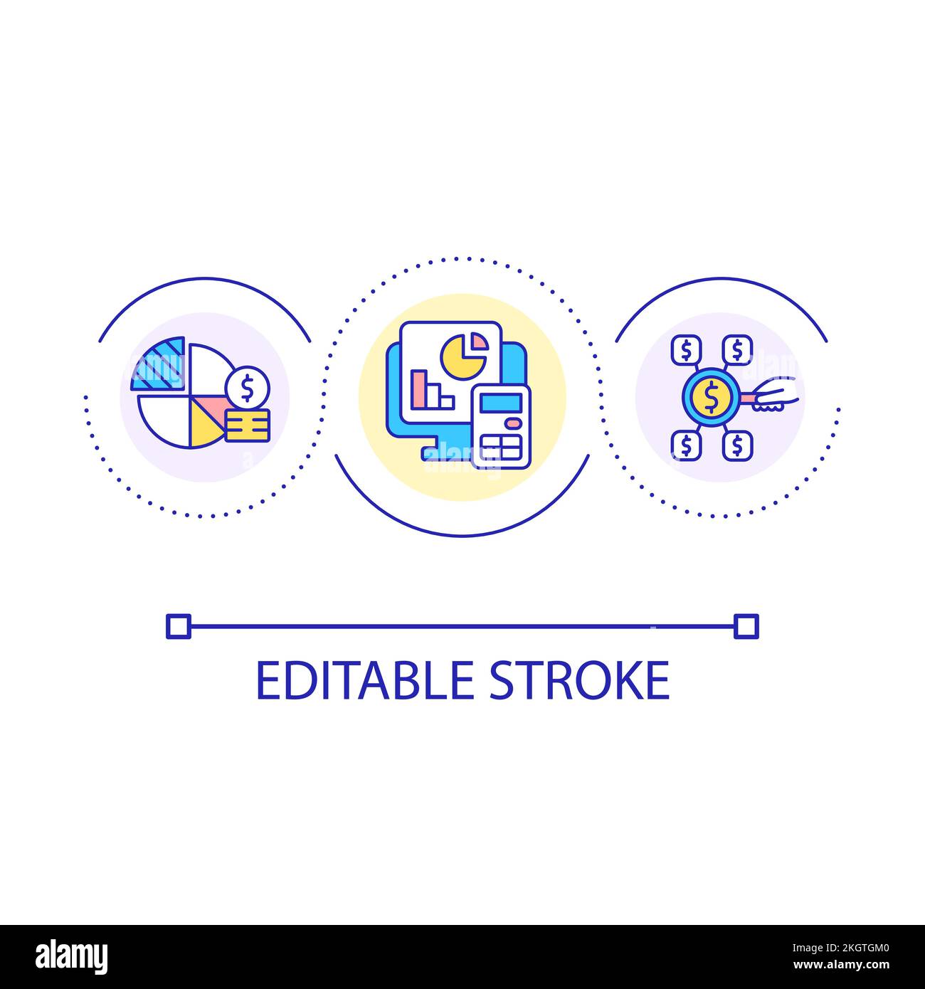 Financial analytics loop concept icon Stock Vector