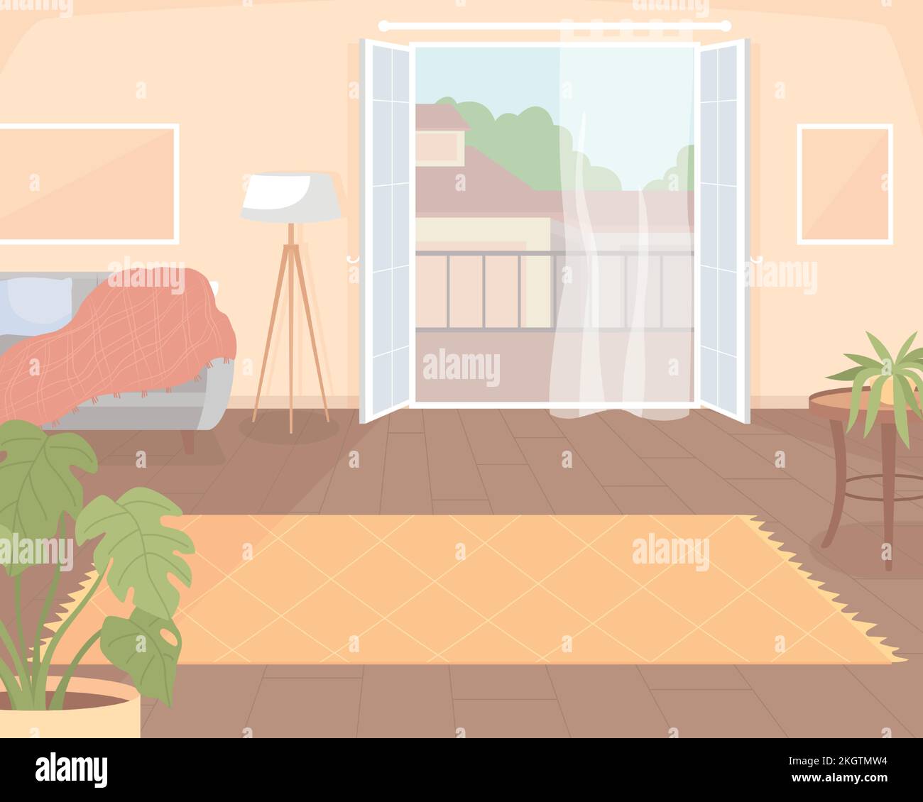 Elegant living room flat color vector illustration Stock Vector Image ...