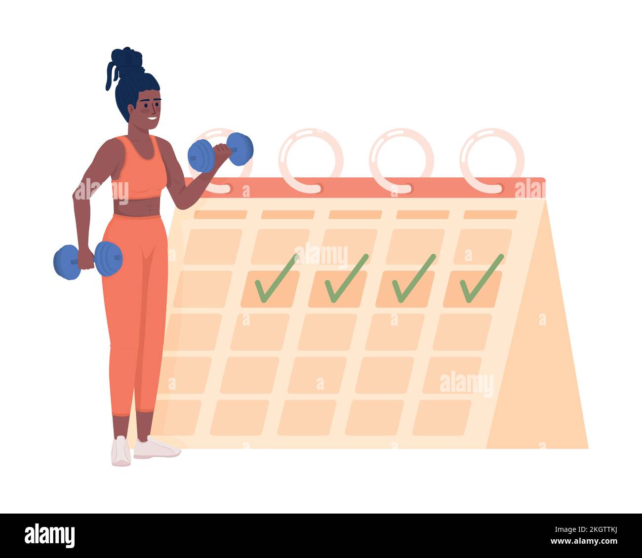 Schedule gym visiting semi flat color vector character Stock Vector
