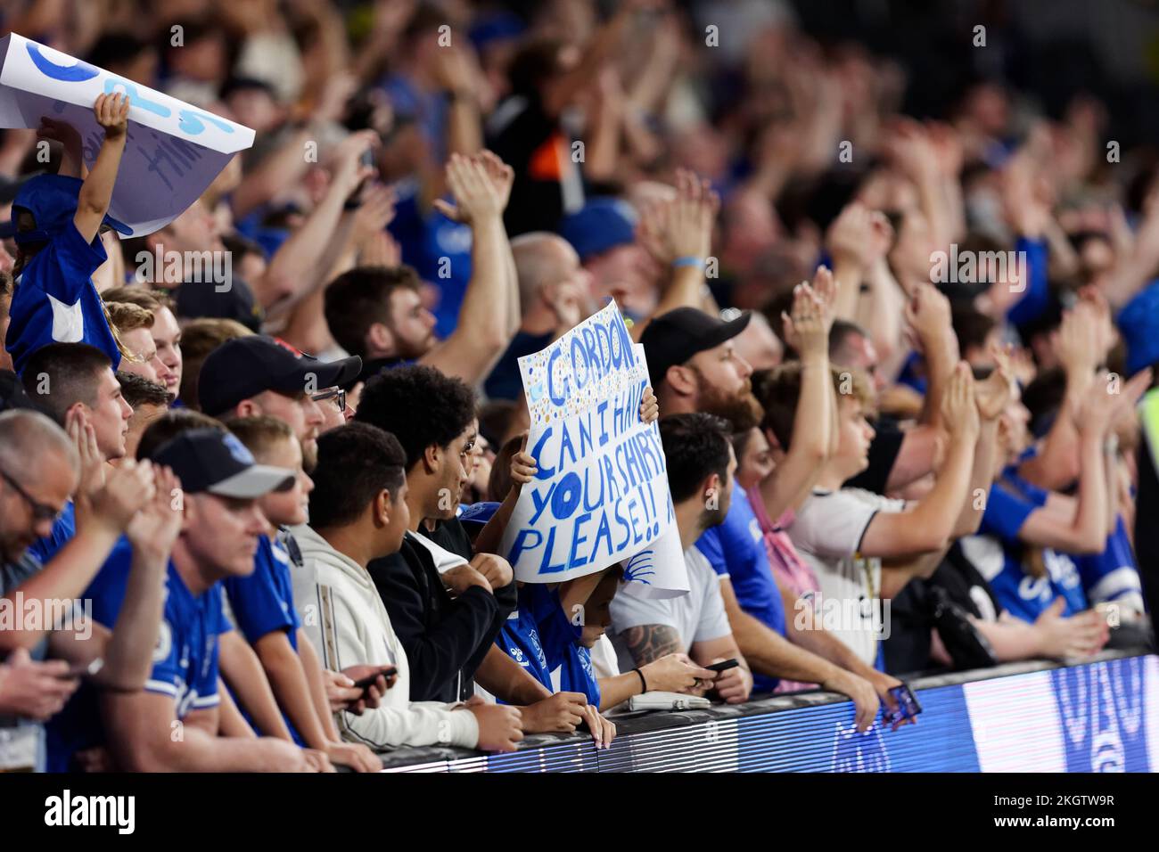 Sydney, Australia. 23rd Nov, 2022. SYDNEY, AUSTRALIA - NOVEMBER 23: Everton FC fans supporting their team during the match between Everton and Wanderers at CommBank Stadium on November 23, 2022 in Sydney, Australia Credit: IOIO IMAGES/Alamy Live News Stock Photo