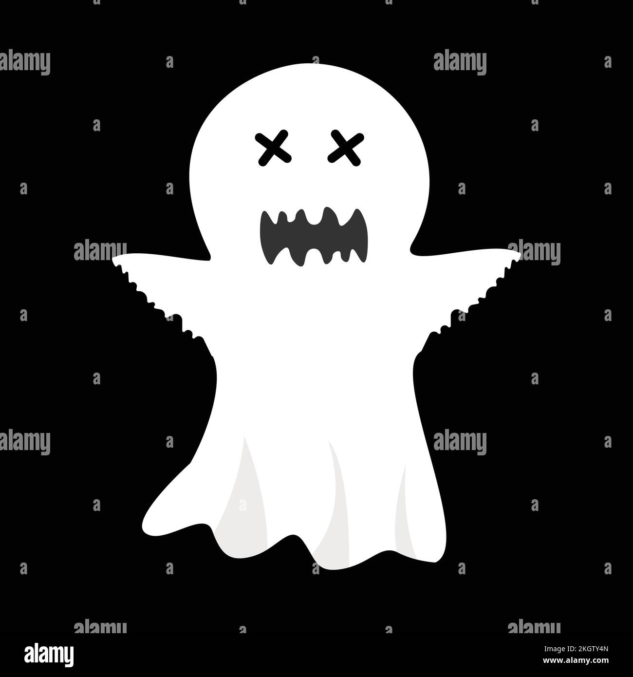 Halloween scary white ghost design on a black background. Ghost with abstract shape design ...