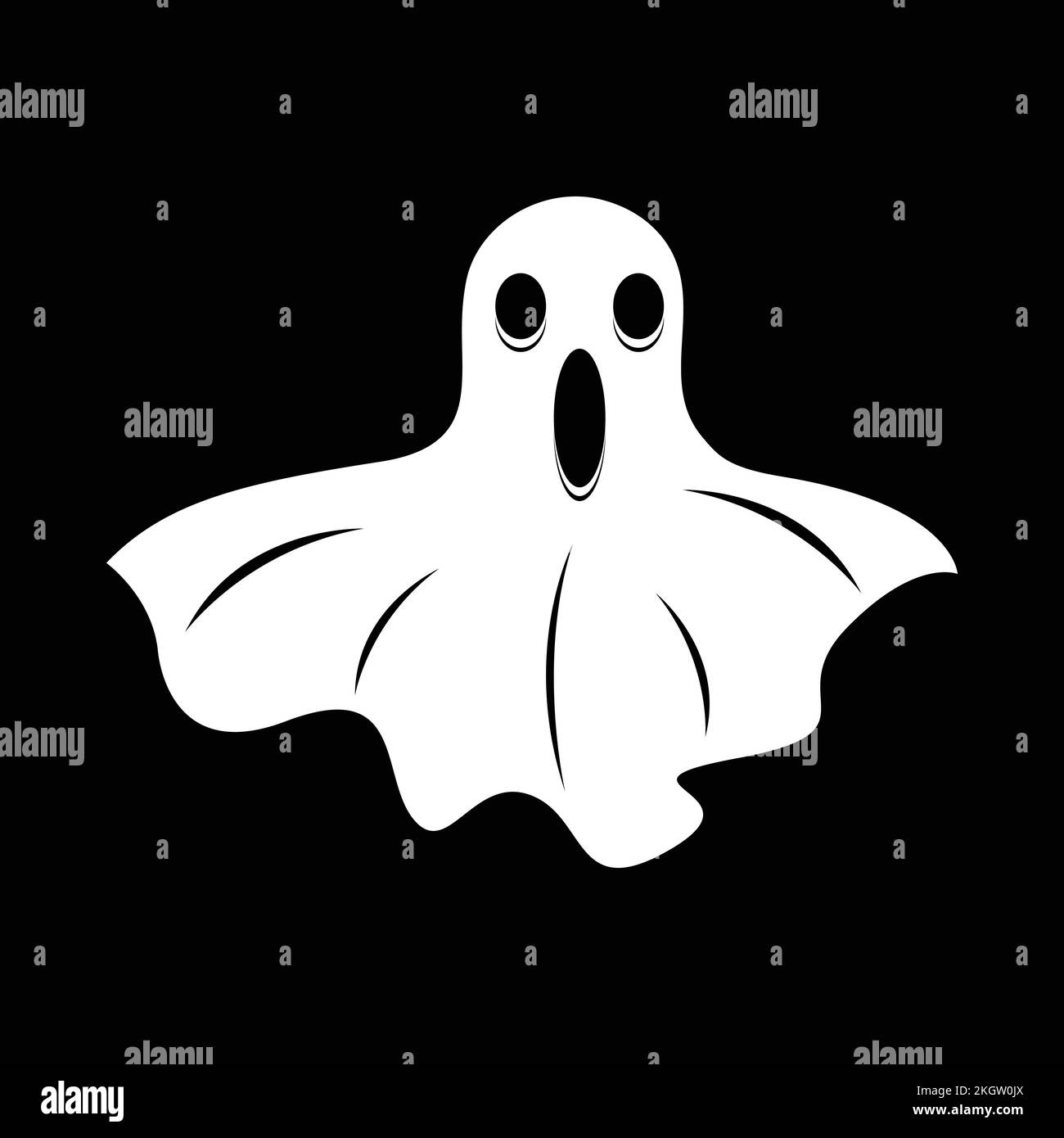 Halloween white ghost design on a black background. Ghost with abstract