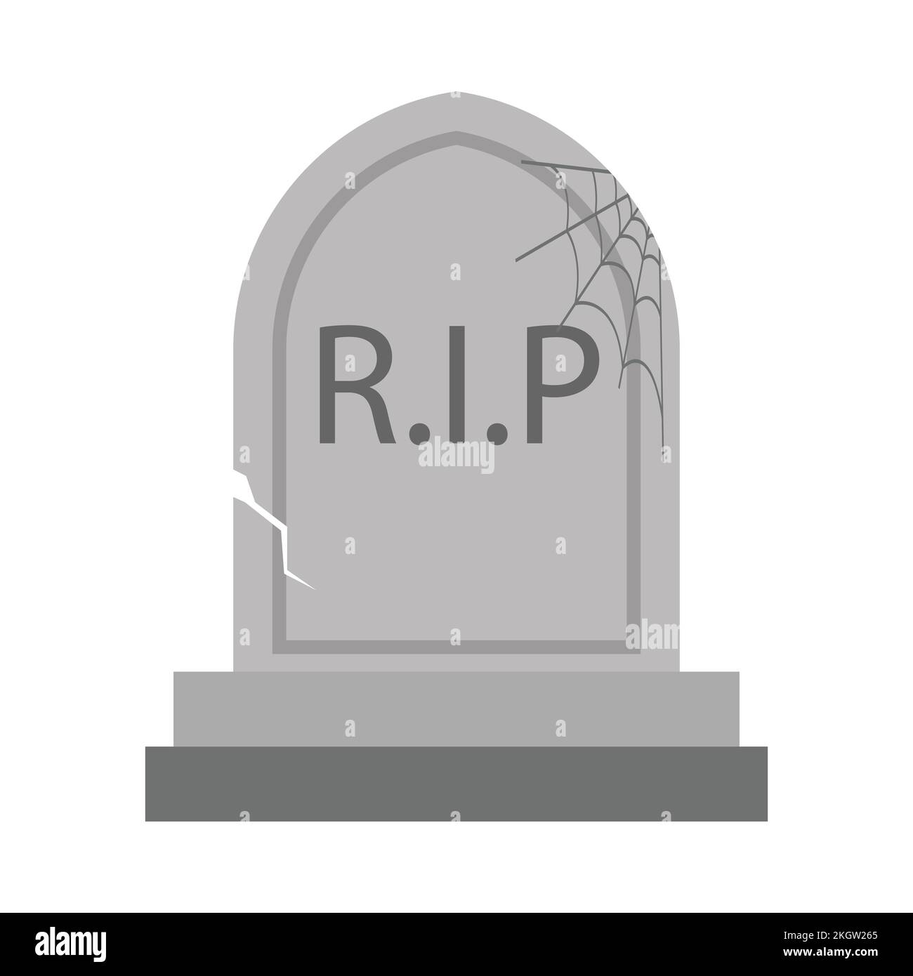 Halloween scary stone tomb vector with a spider. Halloween illustration design with concrete gravestone and R.I.P sign. Old scary tomb design with spi Stock Vector