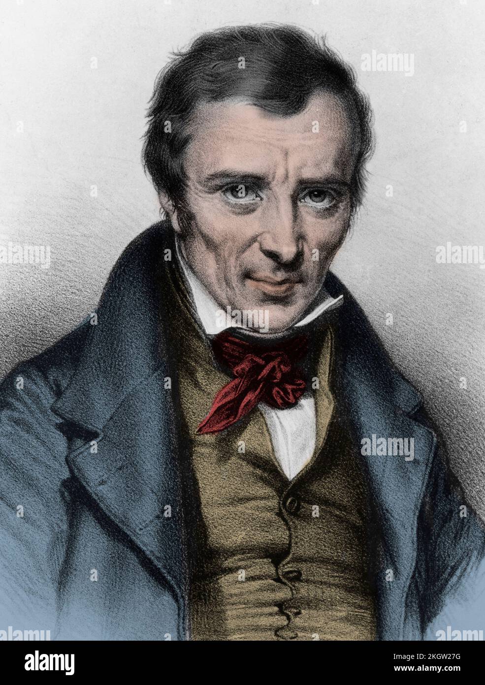 Portrait de Félicité Robert de La Mennais ou Lamennais Prêtre et écrivain francais (1782 - 1854) gravure 19eme siecle. Stock Photo