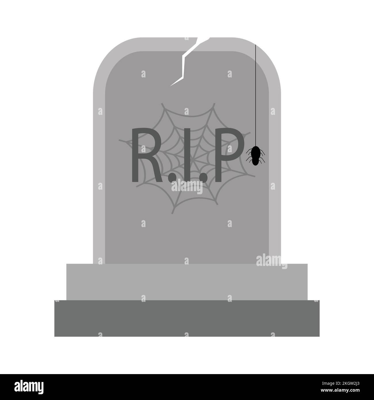 Halloween scary grave stone vector with a spider. Halloween illustration design with the stone tomb and R.I.P sign. Old scary burial design with spide Stock Vector