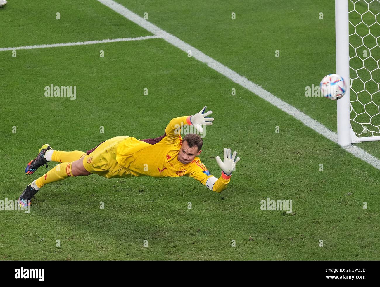 Doha, Qatar. 23rd Nov, 2022. Manuel Neuer, goalkeeper of Germany, fails ...