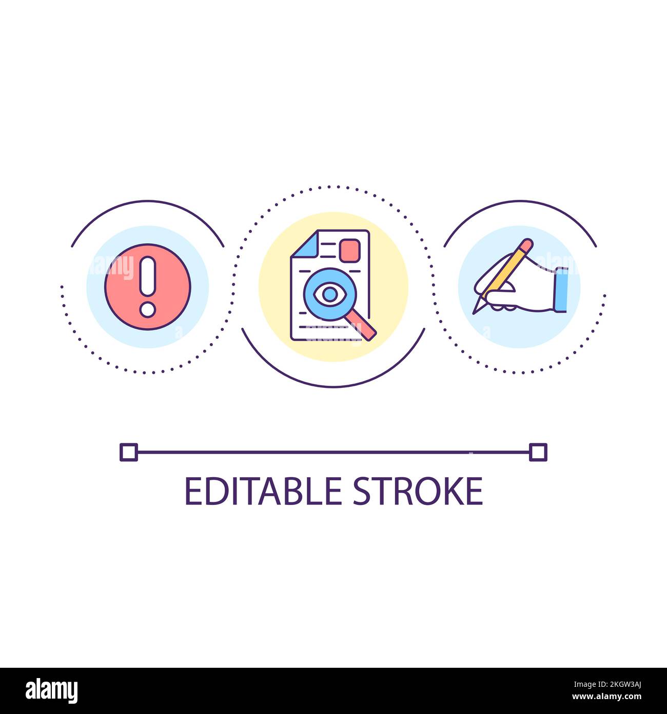 Proofreading loop concept icon Stock Vector
