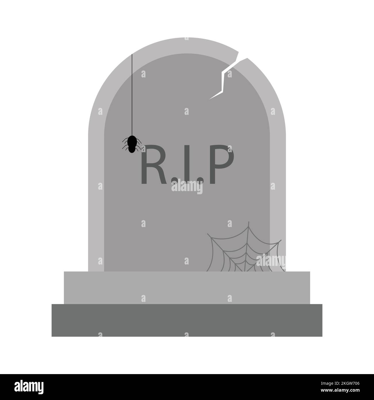 Halloween scary tombstone vector with a spider. Halloween illustration design with the stone tomb and R.I.P sign. Old scary tomb design with spider we Stock Vector