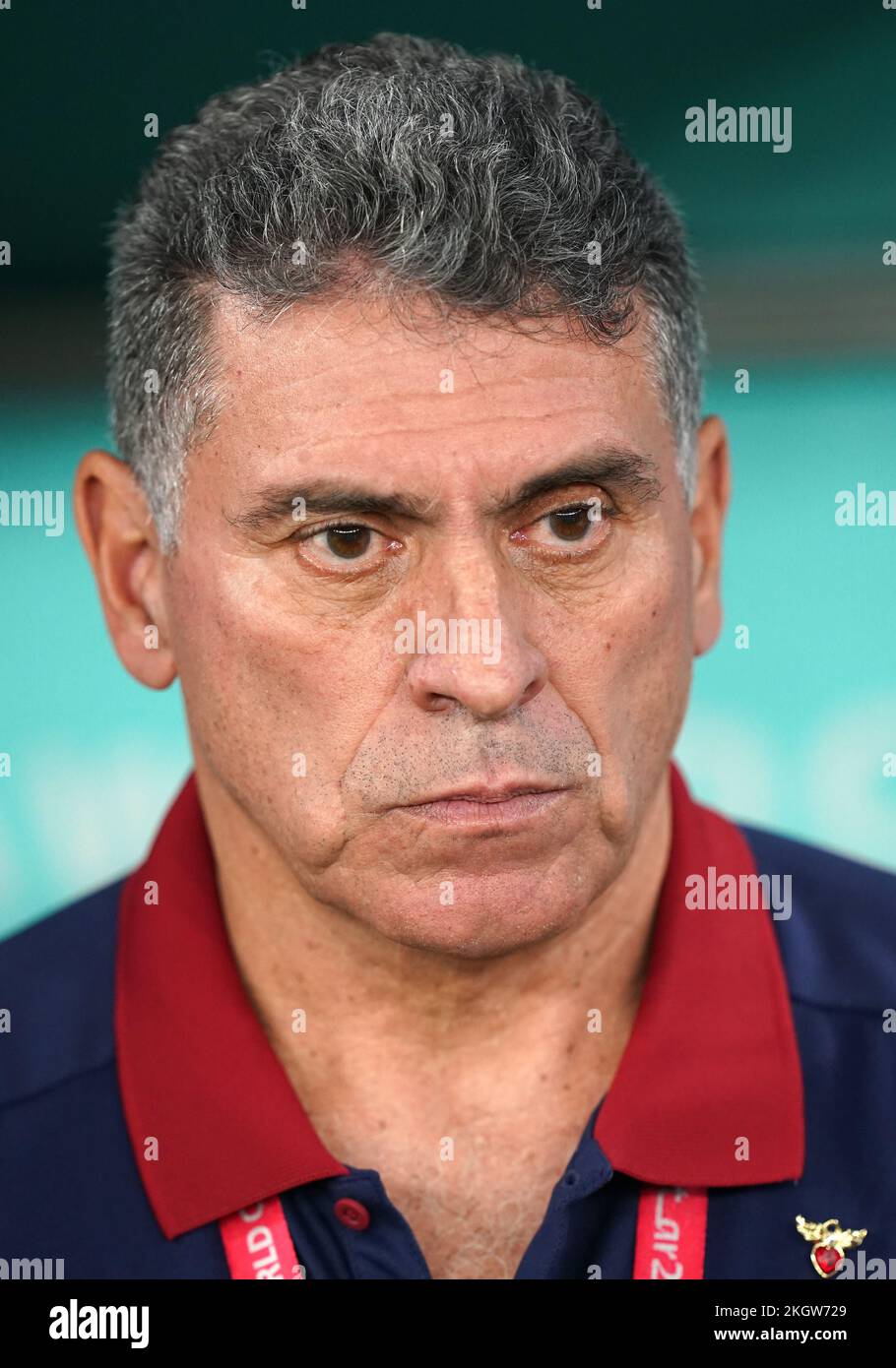 Costa Rica manager Luis Fernando Suarez during the FIFA World Cup Group E match at the Al Thumama Stadium, Doha. Picture date: Wednesday November 23, 2022. Stock Photo