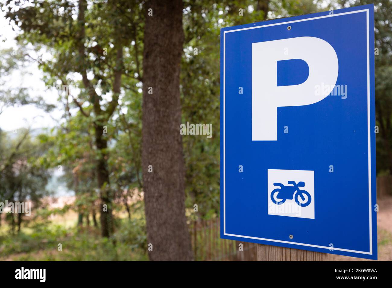 Motorbike (motorcycle) parking sign Stock Photo
