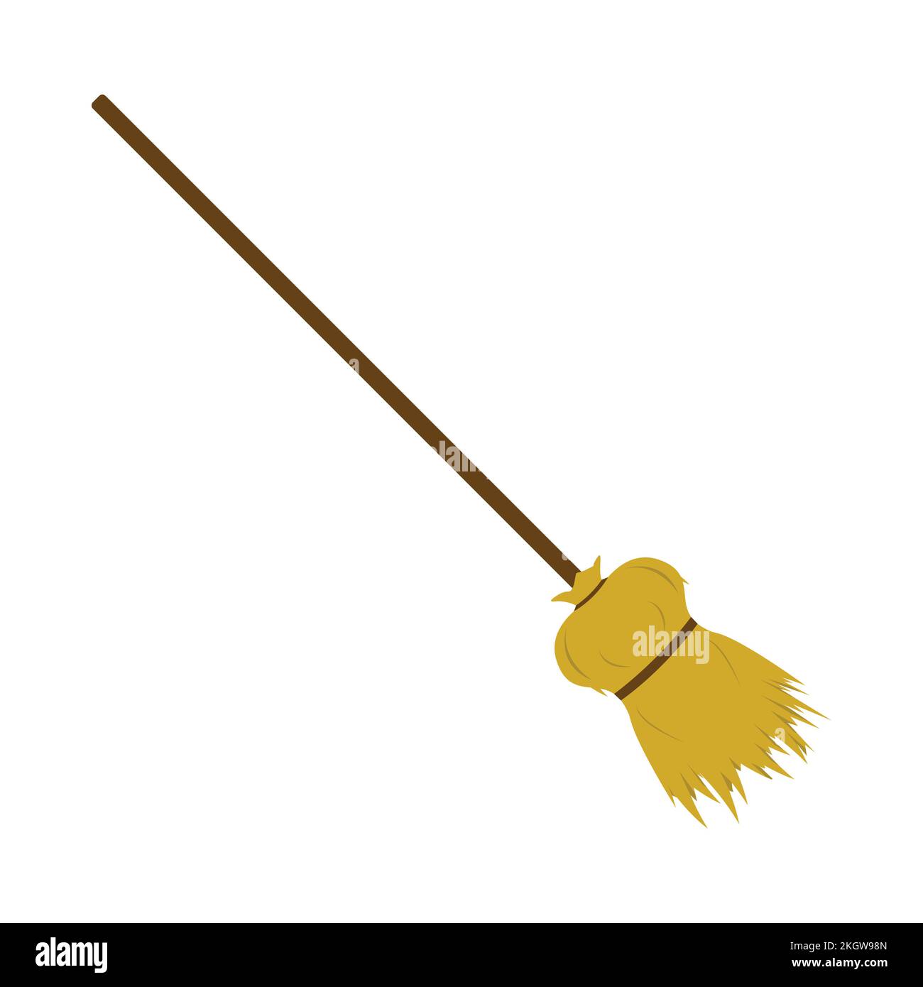 Halloween broom design on a white background. Halloween witch broom