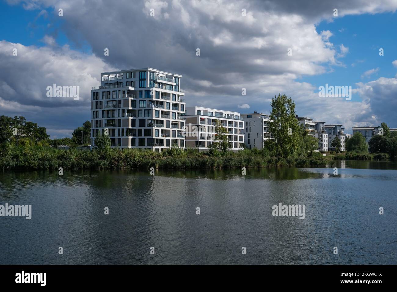 Schwerin, Mecklenburg-Vorpommern, Germany - Luxury apartments on the shore of Ziegeinnensee. Stock Photo