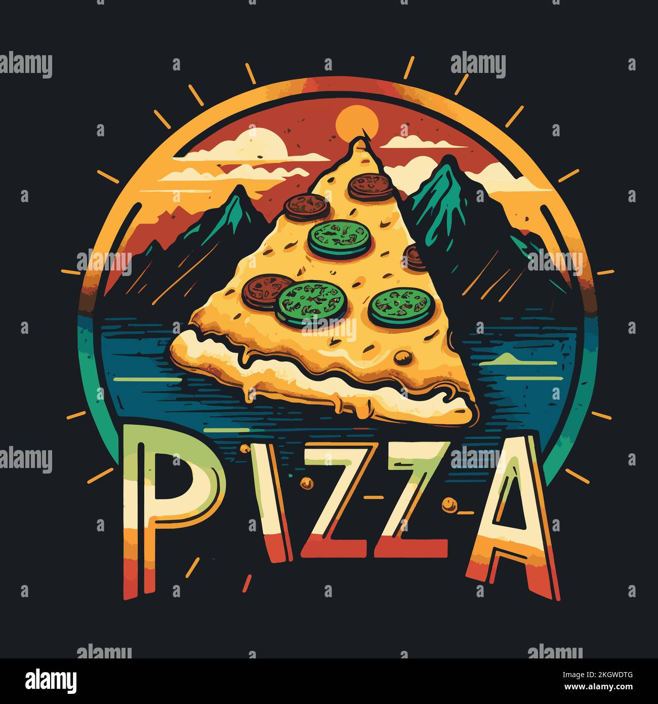 Illustration vector graphic italian pizza logo of fast food, cafe