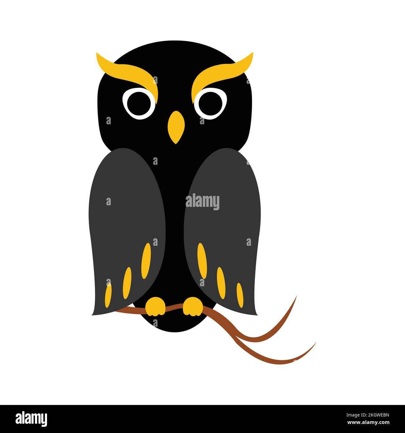 Halloween scary owl with dark black and yellow color shade. Halloween black owl design on a white background. Spooky design for Halloween event vector Stock Vector