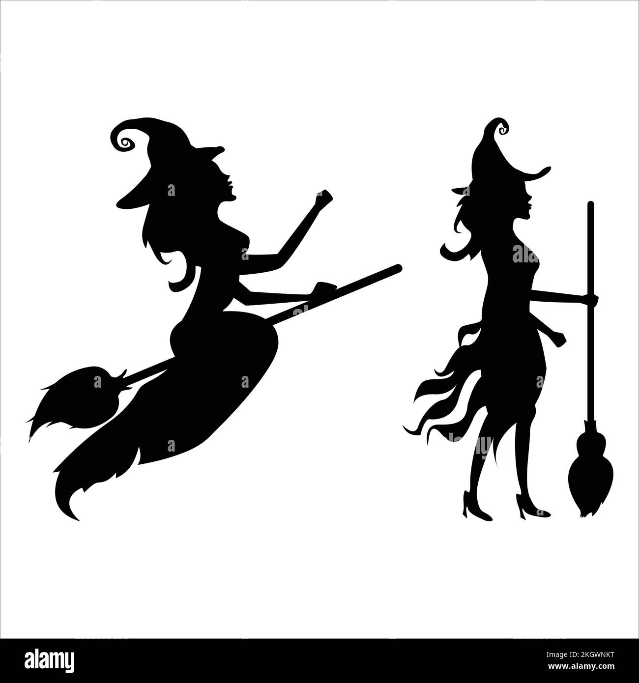 Halloween witch silhouette design on a white background. Halloween ...