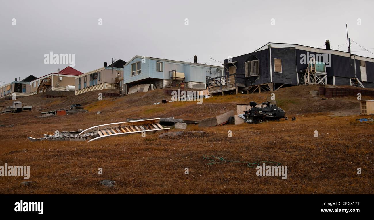 Typical housing, Pond Inlet (Mittimatalik), Nunavut, Canada Stock Photo
