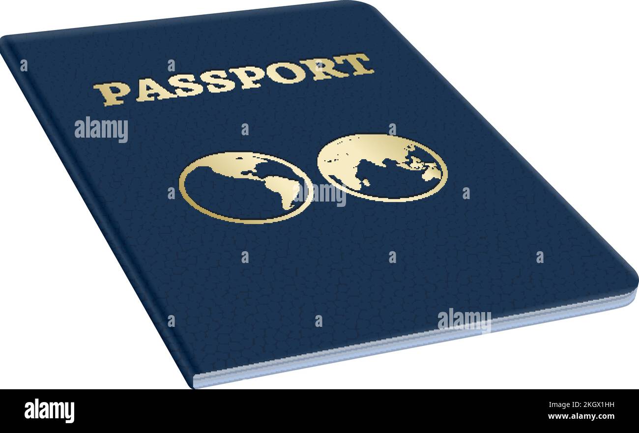 Realistic identity document. Official national passport mockup Stock Vector