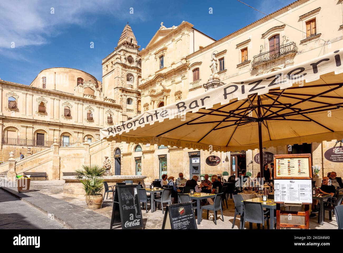 Cafe/Restaurant, Noto, Sicily, Italy. Stock Photo
