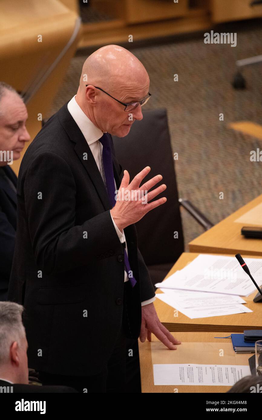 Edinburgh, Scotland, UK. 23rd Nov, 2022. PICTURED: Portfolio questions on Finance and the Economy where John Swinney MSP, Scottish Depute First Minister took questions. Credit: Colin D Fisher Credit: Colin Fisher/Alamy Live News Stock Photo