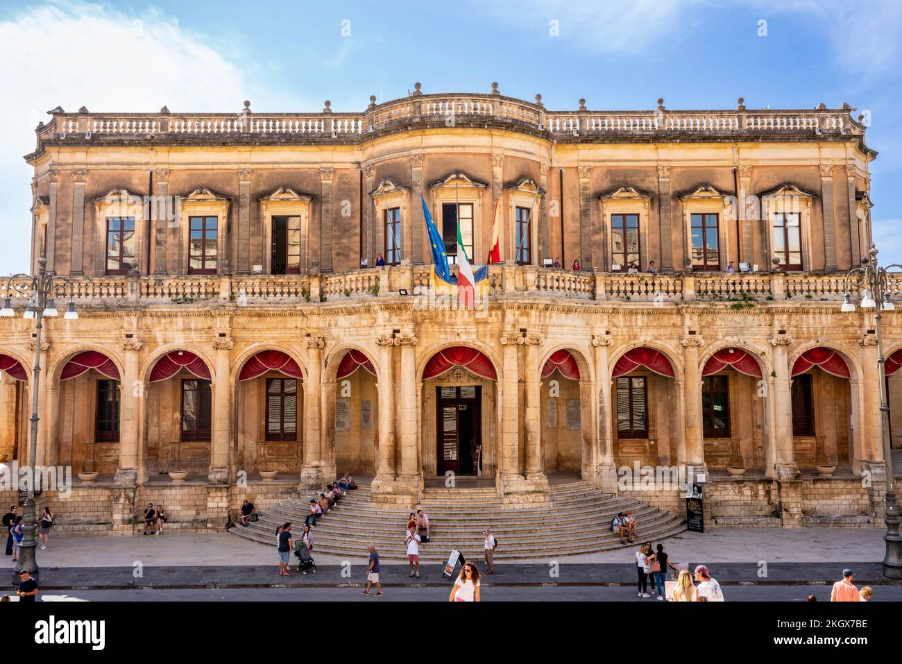 Palazzo Ducezio (Town Hall) Noto, Sicily, Italy. Stock Photo