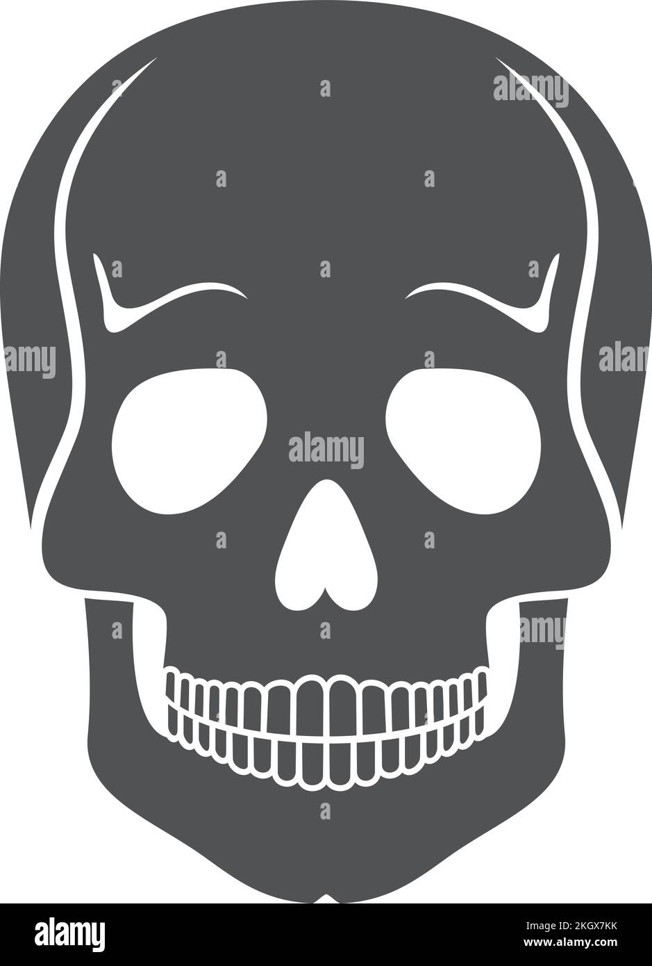 Black skull silhouette. Death icon. Horror symbol Stock Vector Image ...