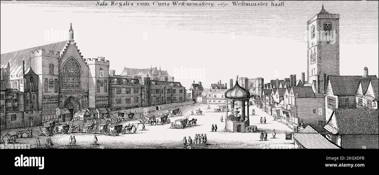 Old view of Westminster, London, UK, after Hollar, 1647 Stock Photo