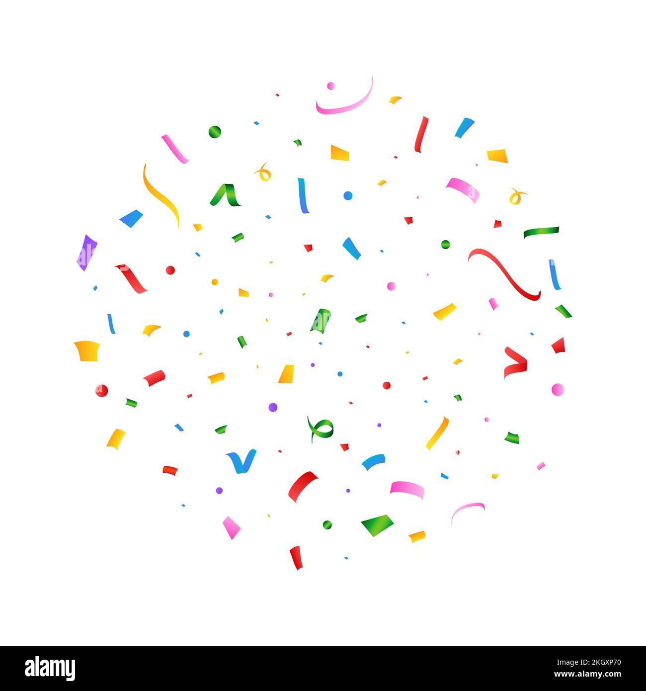 Realistic multicolor confetti vector illustration. Festival confetti and tinsel explosion background. Colorful confetti isolated on white background. Stock Vector