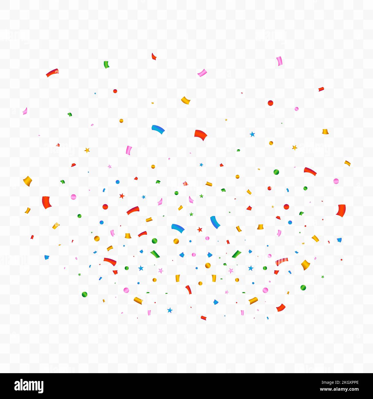 Confetti vector explosion for the carnival background. Multicolor party tinsel and confetti element. Colorful confetti isolated on transparent backgro Stock Vector