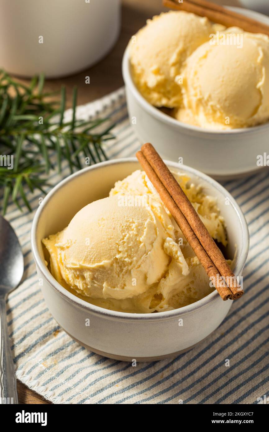 Homemade Christmas Eggnog Ice Cream with Cinnamon Stock Photo Alamy