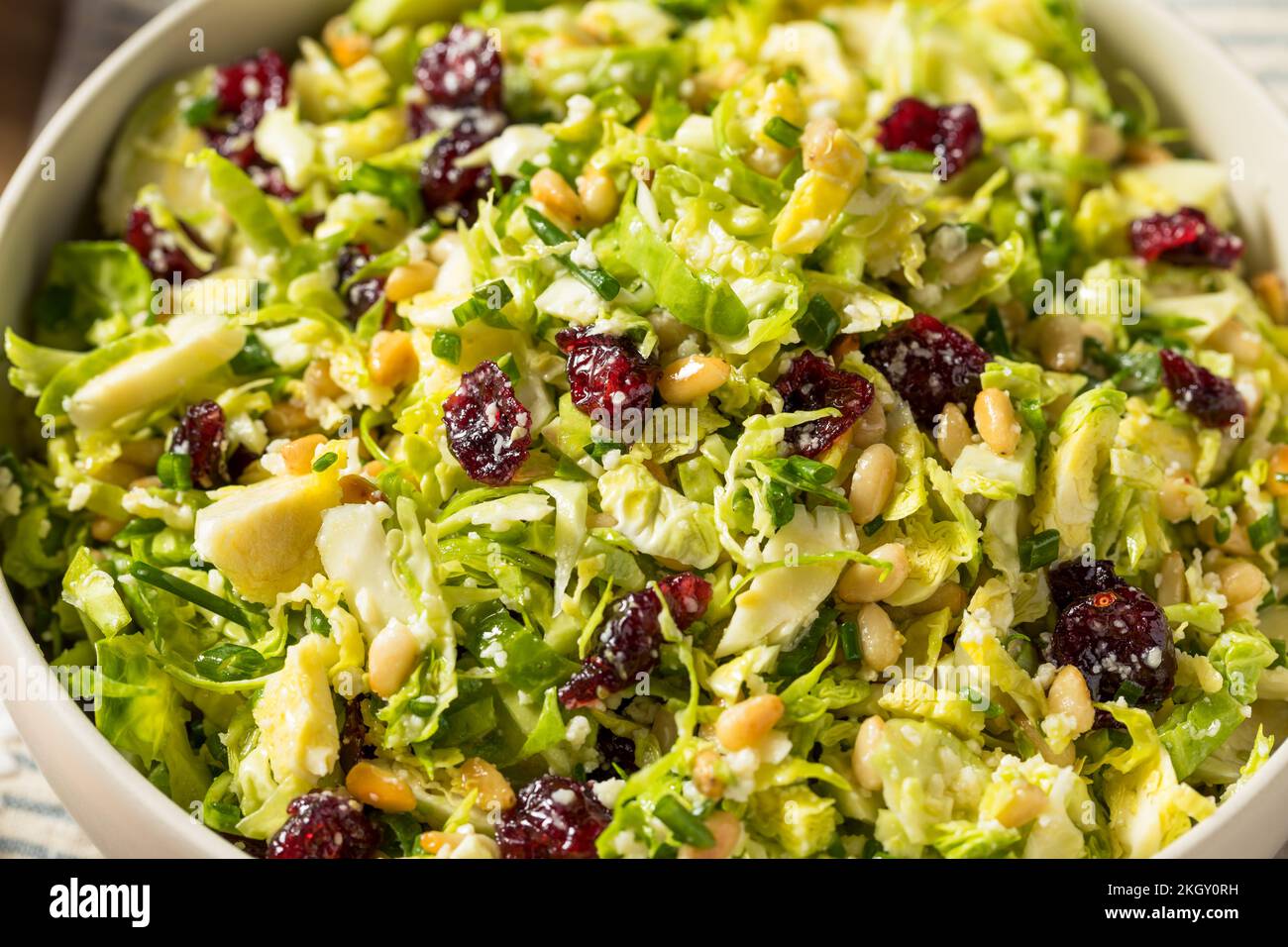 Homemade Brussel Sprout Salad with Cranberry Nuts and Cheese Stock
