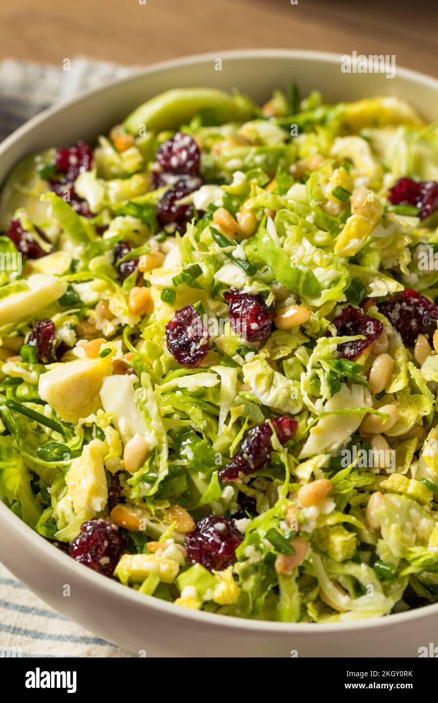 Homemade Brussel Sprout Salad with Cranberry Nuts and Cheese Stock