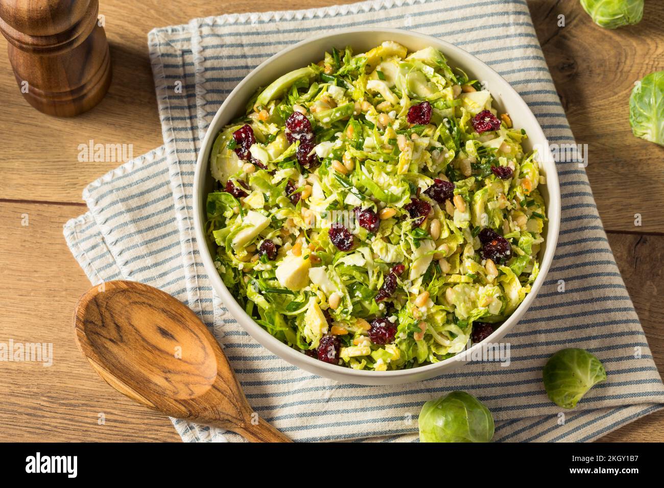 Homemade Brussel Sprout Salad with Cranberry Nuts and Cheese Stock