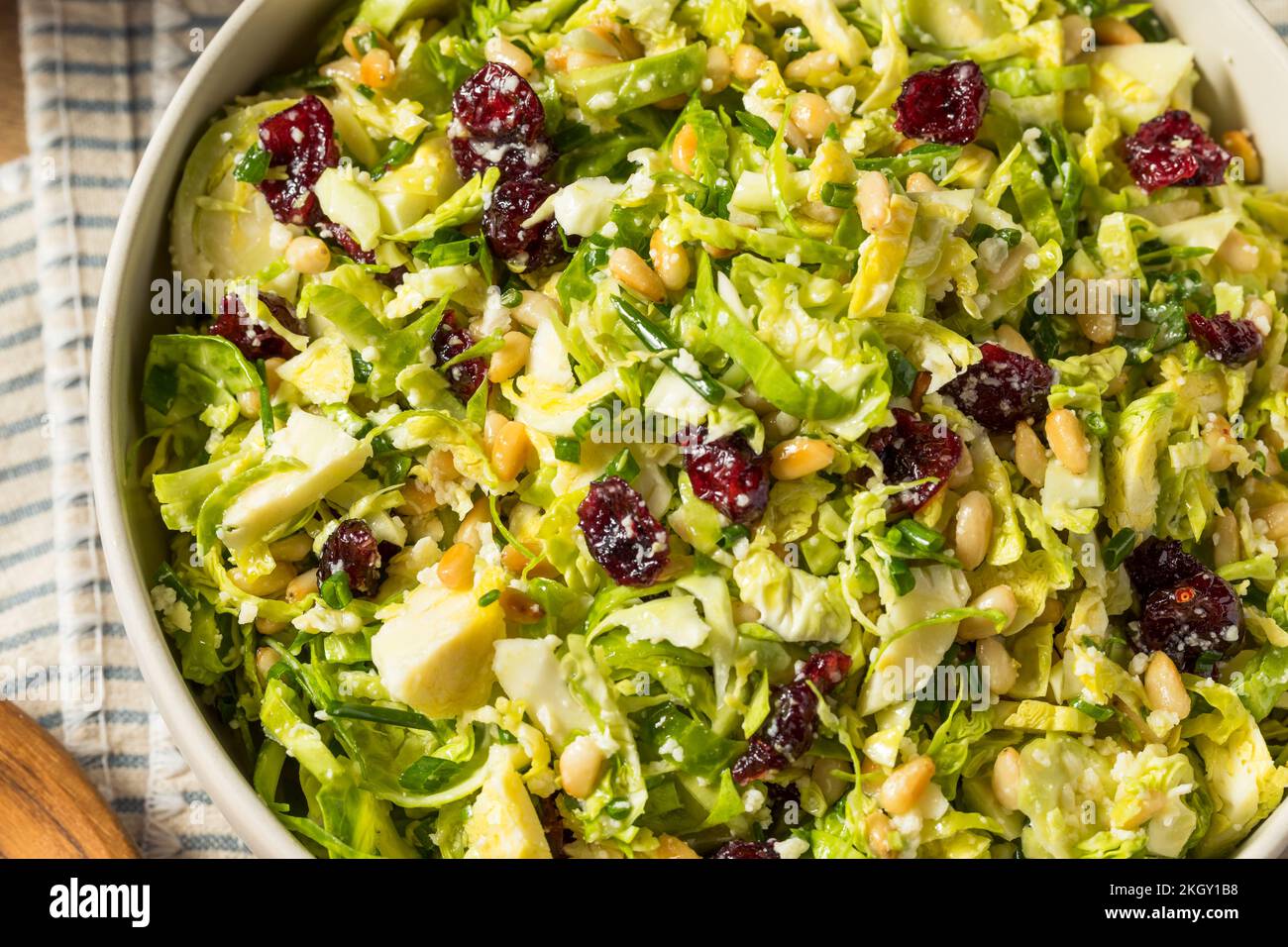 Homemade Brussel Sprout Salad with Cranberry Nuts and Cheese Stock