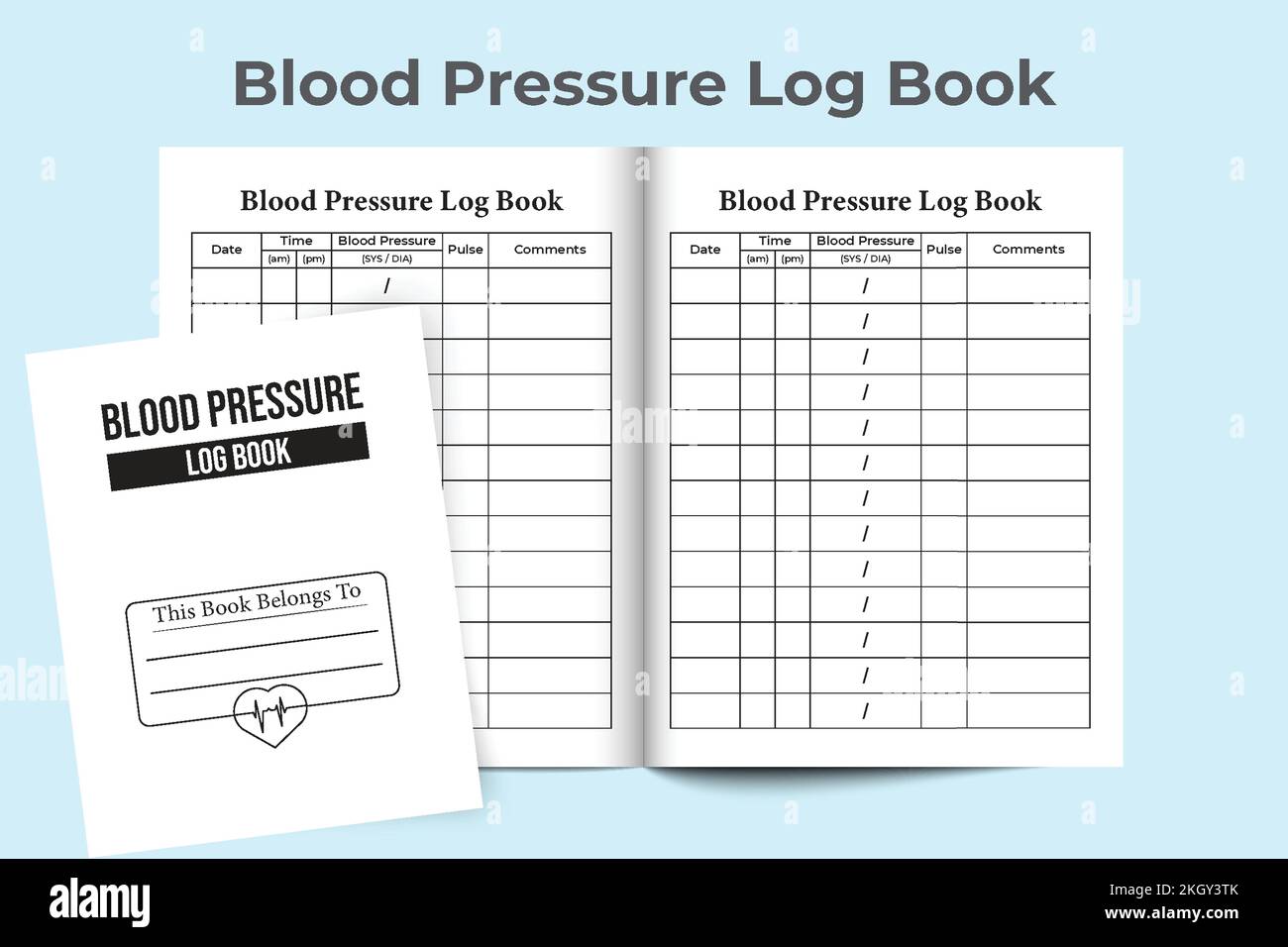 KDP interior blood pressure notebook. Pulse tracker journal template