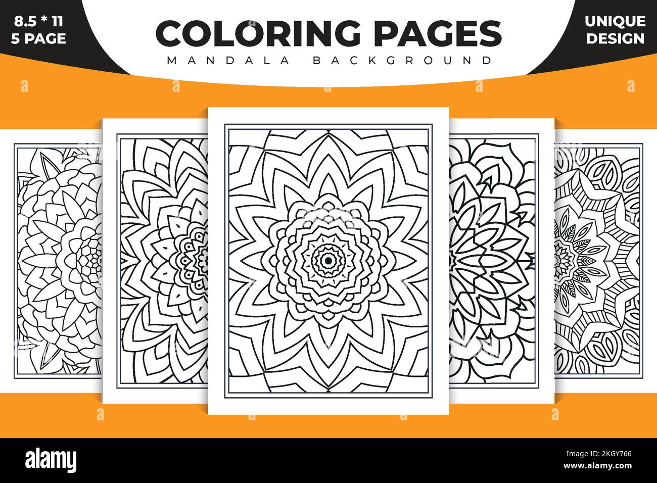 Mandala ornament line art collection. kids coloring pages KDP interior. Arabic style mandala pattern set design. KDP interior coloring page. Black and Stock Vector