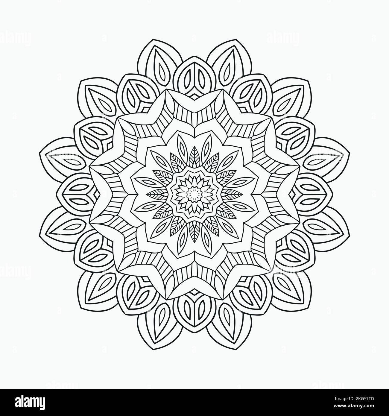 Decorative floral mandala pattern for coloring pages. Traditional Indian style mandala ornament vector. Coloring page for kids. Mandala decoration orn Stock Vector