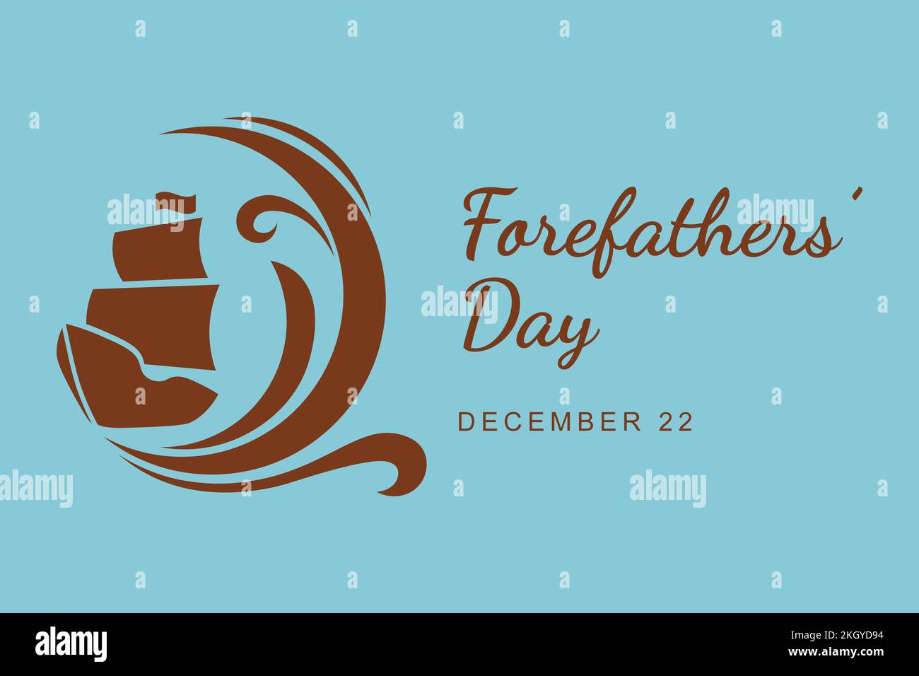 Forefathers Day background. Design with ship. Vector design illustration. Stock Photo