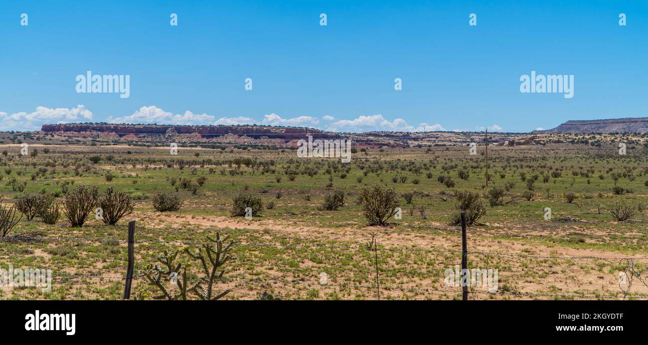 The panoramic view of the desert of Canoncito, New Mexico, USA. Stock Photo