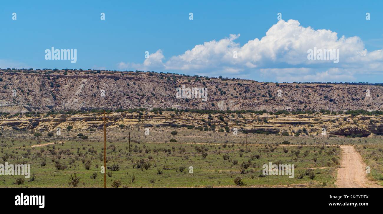 The panoramic view of the desert of Canoncito, New Mexico, USA. Stock Photo