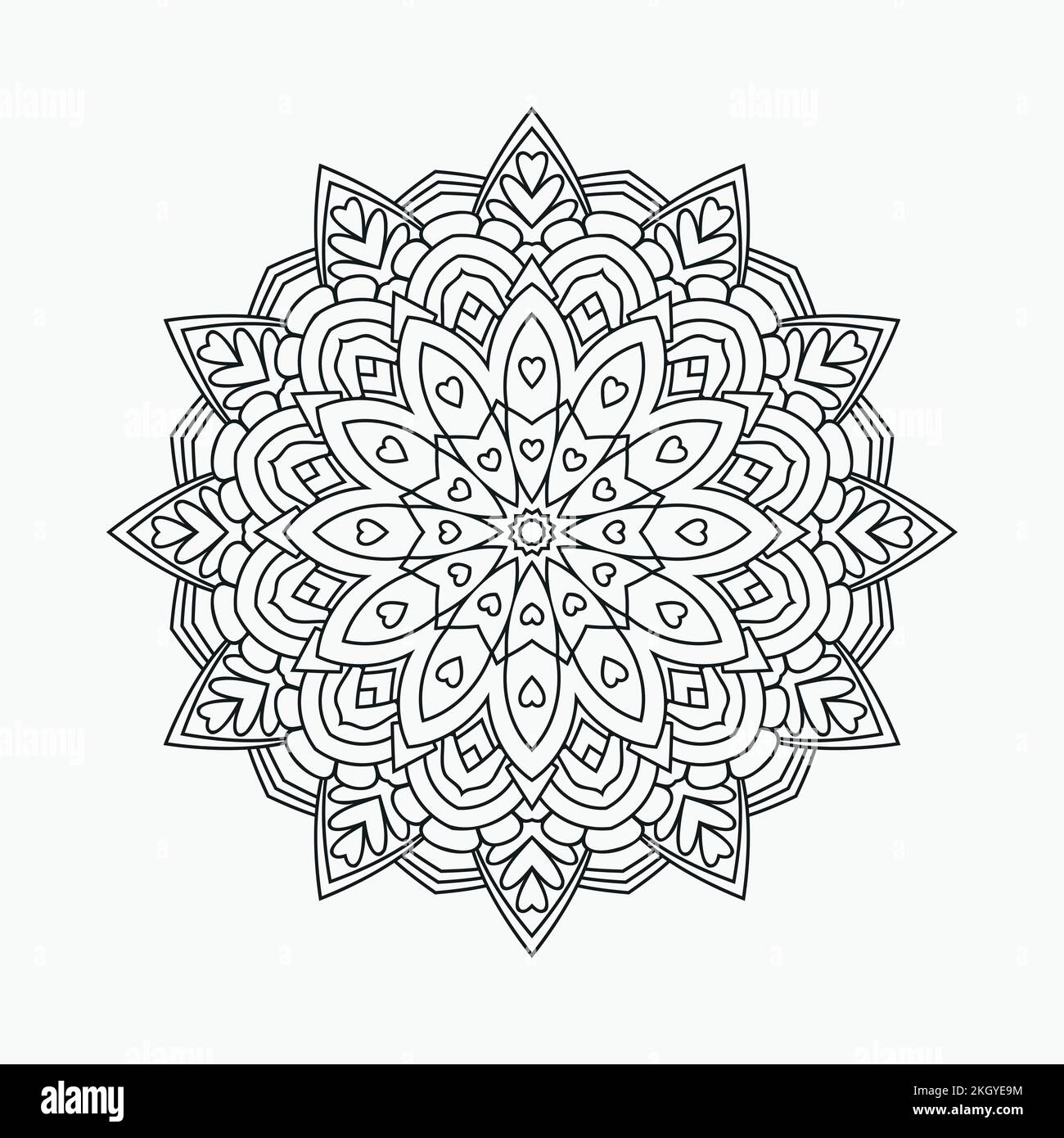 Kids coloring book mandala ornament vector. Mandala vector for coloring pages. Arabic ornament decoration element. Black and white mandala line art fo Stock Vector