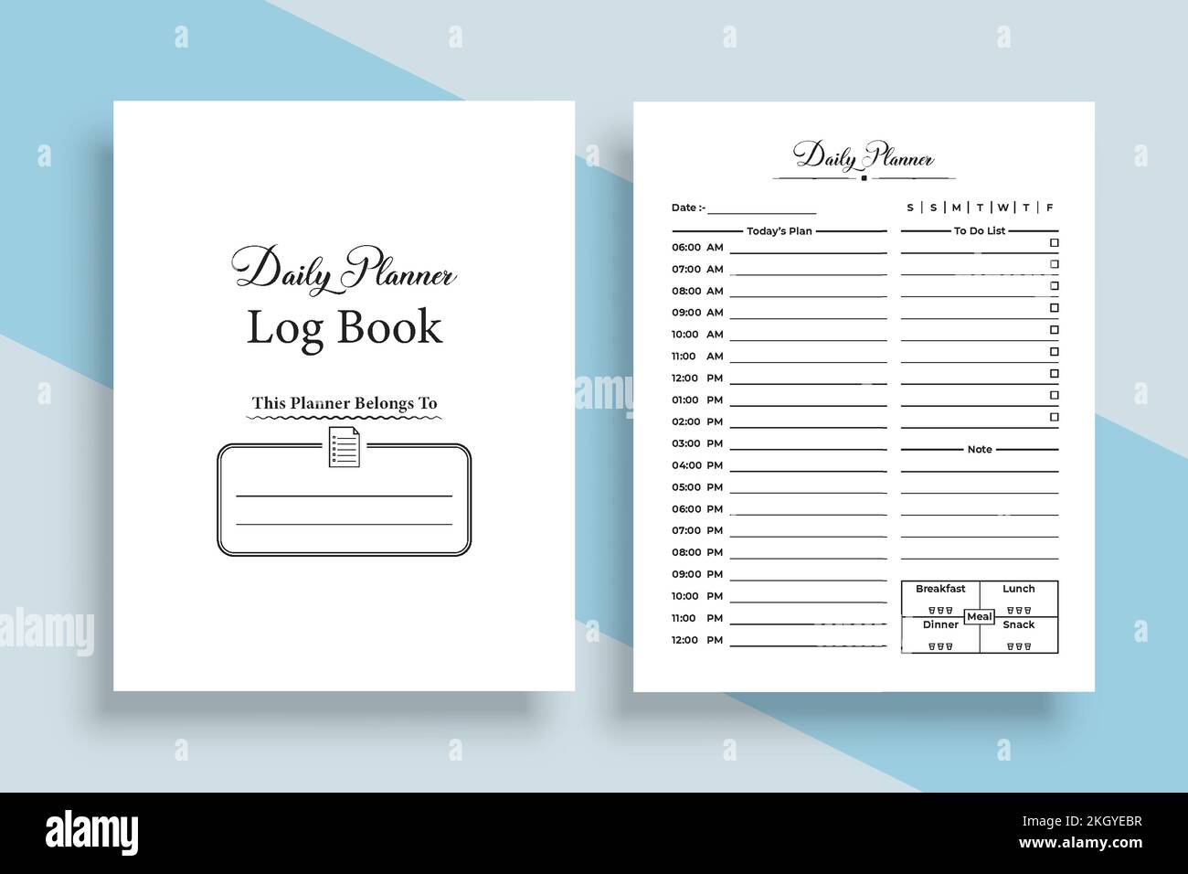Daily planner KDP interior notebook. Daily schedule checklist template