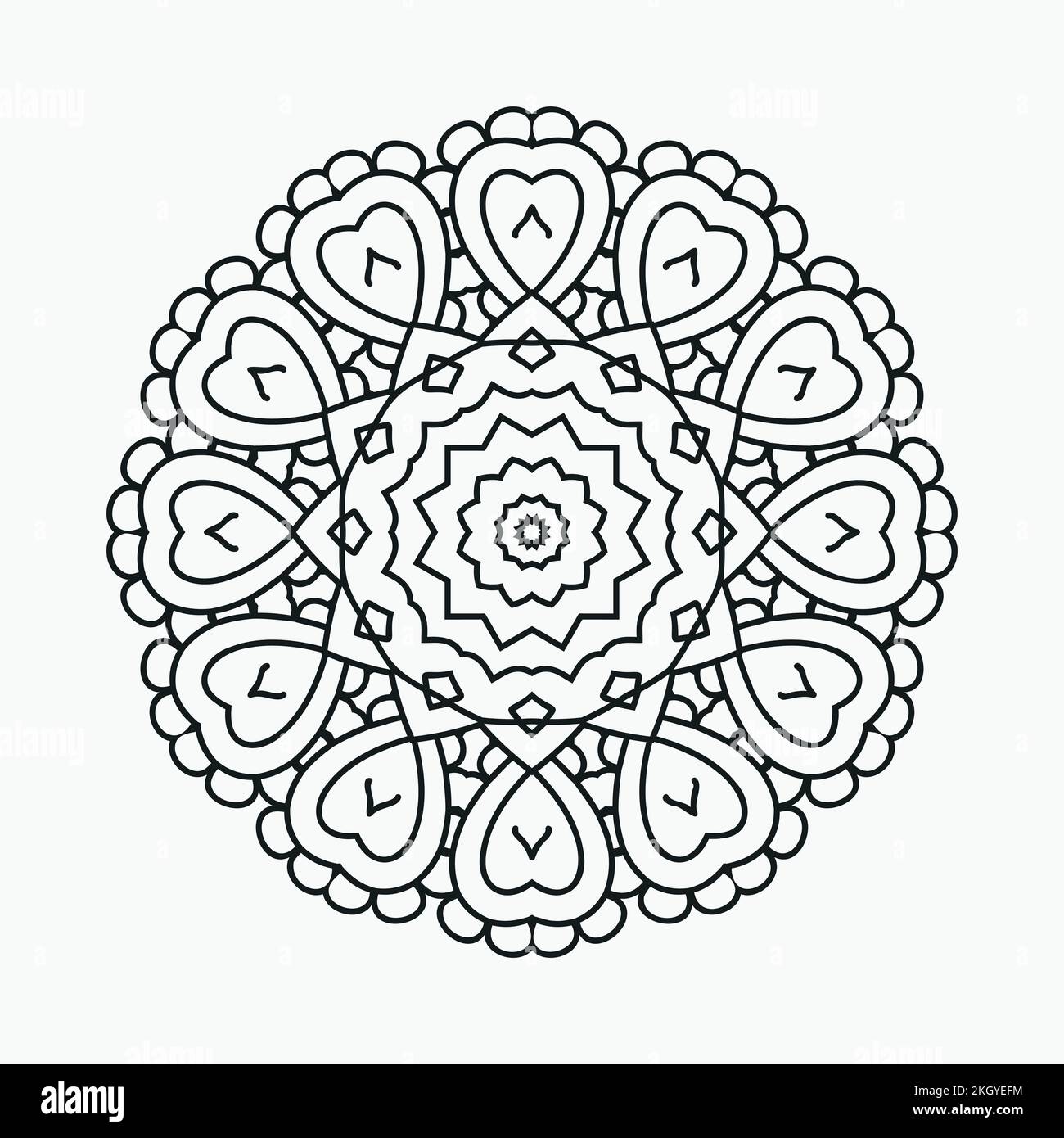 Traditional Arabian mandala and floral pattern. Doodle mandala on a white background. Circular pattern mandala for Coloring pages. Decorative mandala Stock Vector