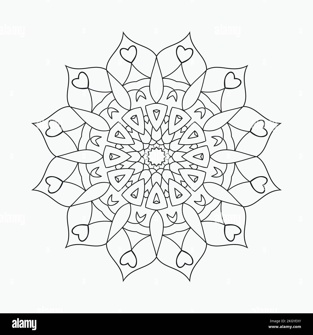 Mandala pattern coloring page. Decoration Indian-style mandala line art. Mandala ornament pattern for coloring pages. Traditional Indian mandala and f Stock Vector