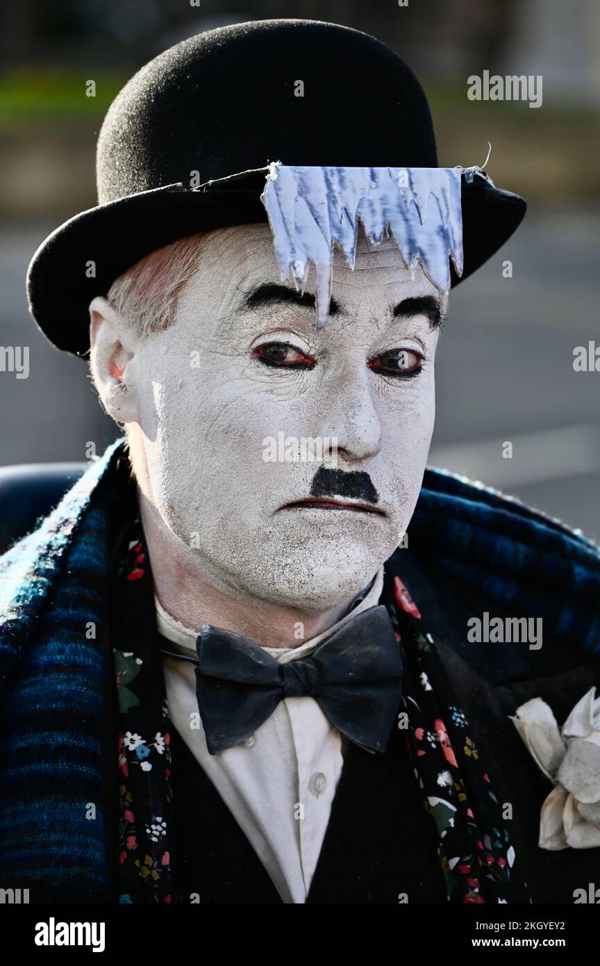 London, UK. Charlie Chaplin look alike. Anti Brexit protesters demonstrated against the Tory Government who they believe has no mandate despite being in power for the last 12 years. Credit: michael melia/Alamy Live News Stock Photo