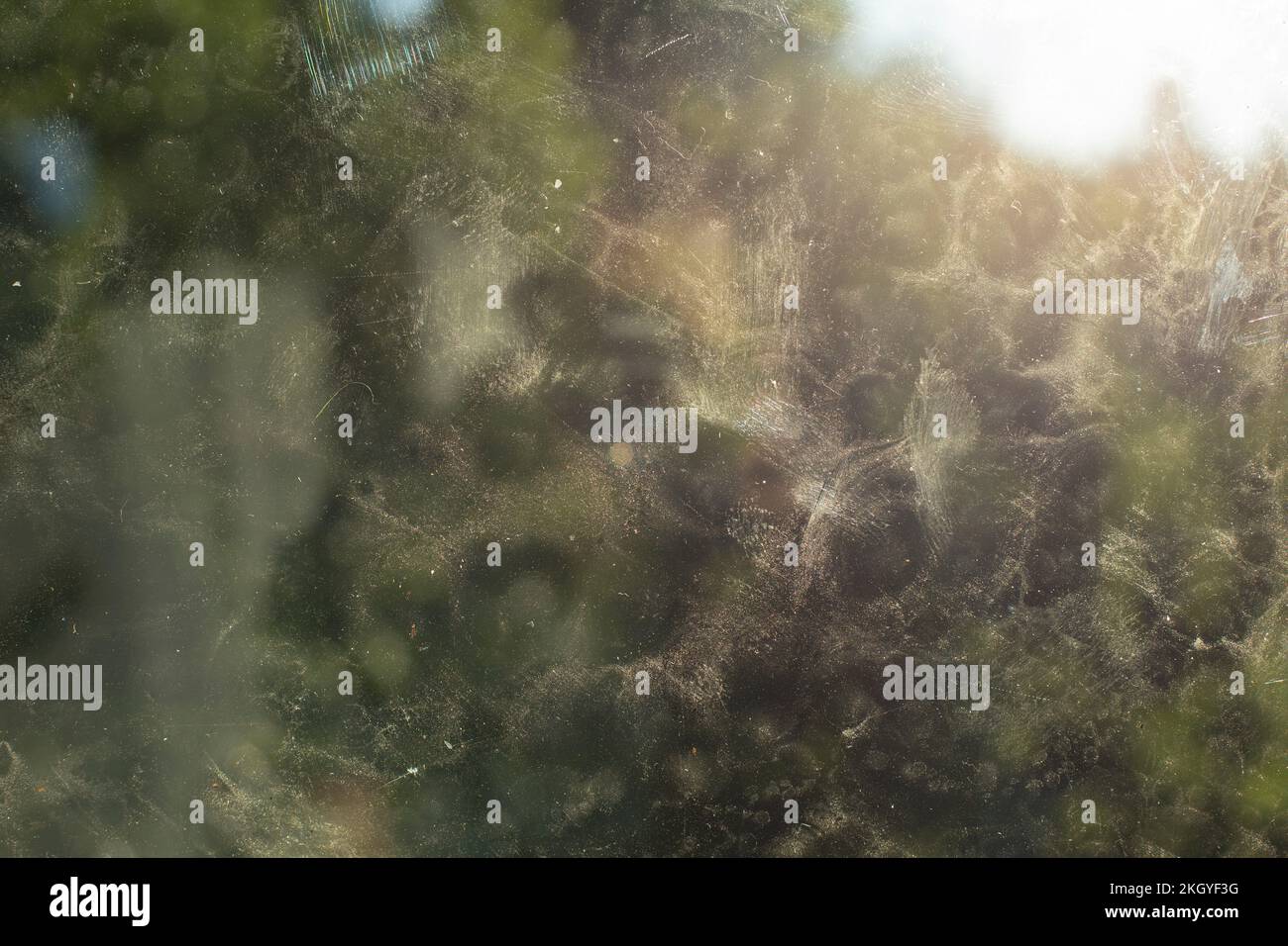 Dirty glass. Dust on window. Dirt details. Turbid surface. Trace