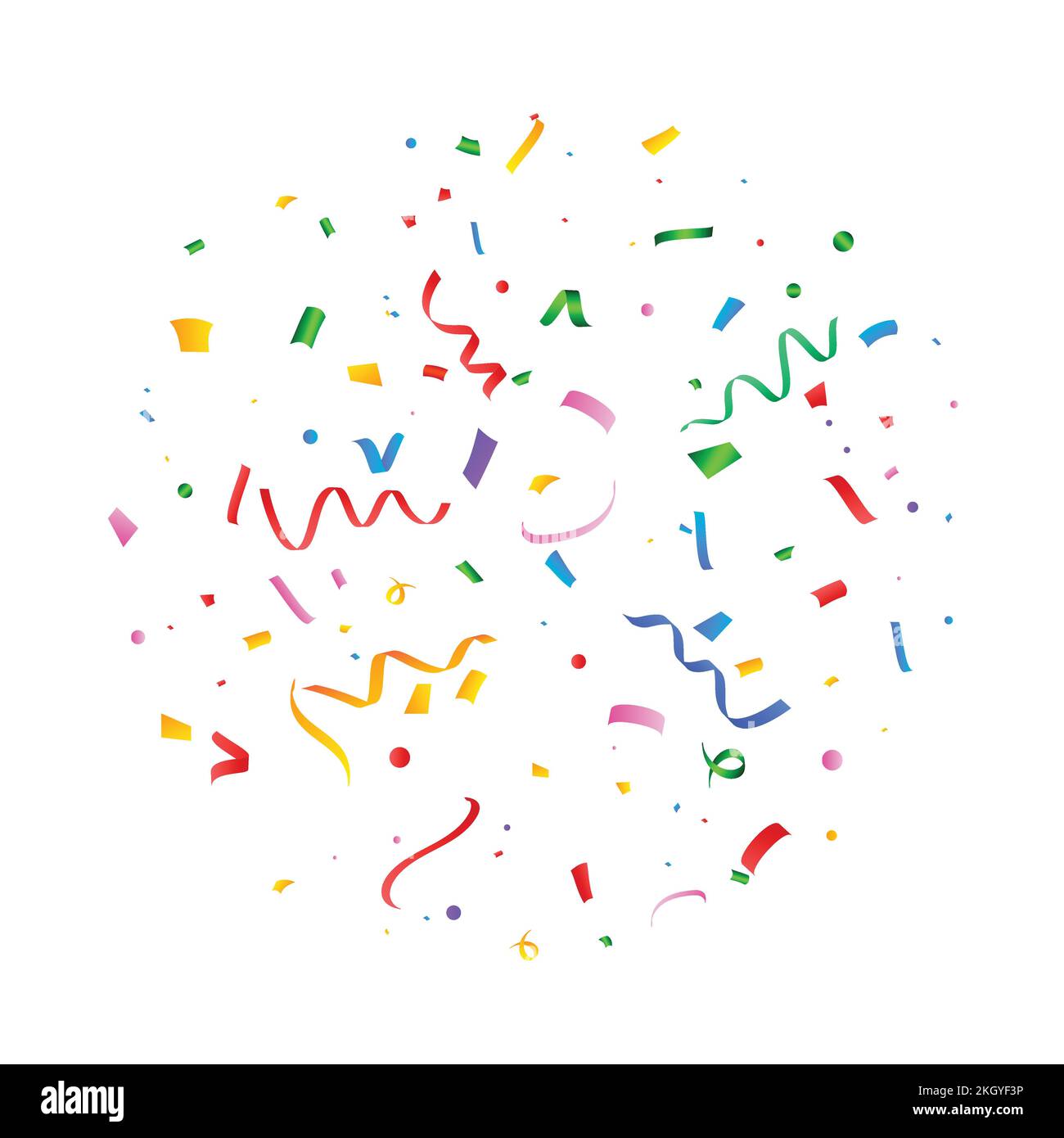 Realistic multicolor confetti vector illustration. Festival confetti and tinsel explosion background. Colorful confetti isolated on white background. Stock Vector