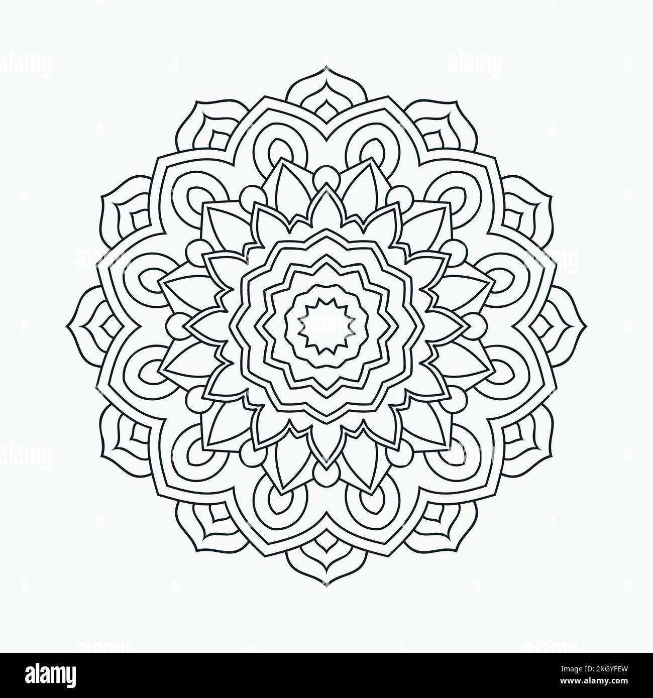 Mandala line art vector for kids coloring pages. Vintage mandala pattern in Indian style. Decoration mandala design in Arabic style. kids coloring pag Stock Vector
