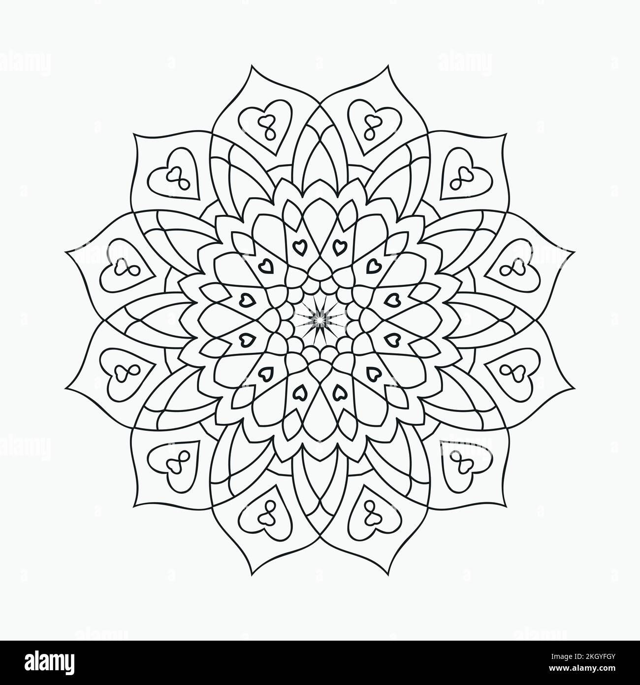 Mandala line art for coloring pages. Decoration mandala design in Arabic style. Traditional Arabian mandala pattern for coloring pages. Floral mandala Stock Vector